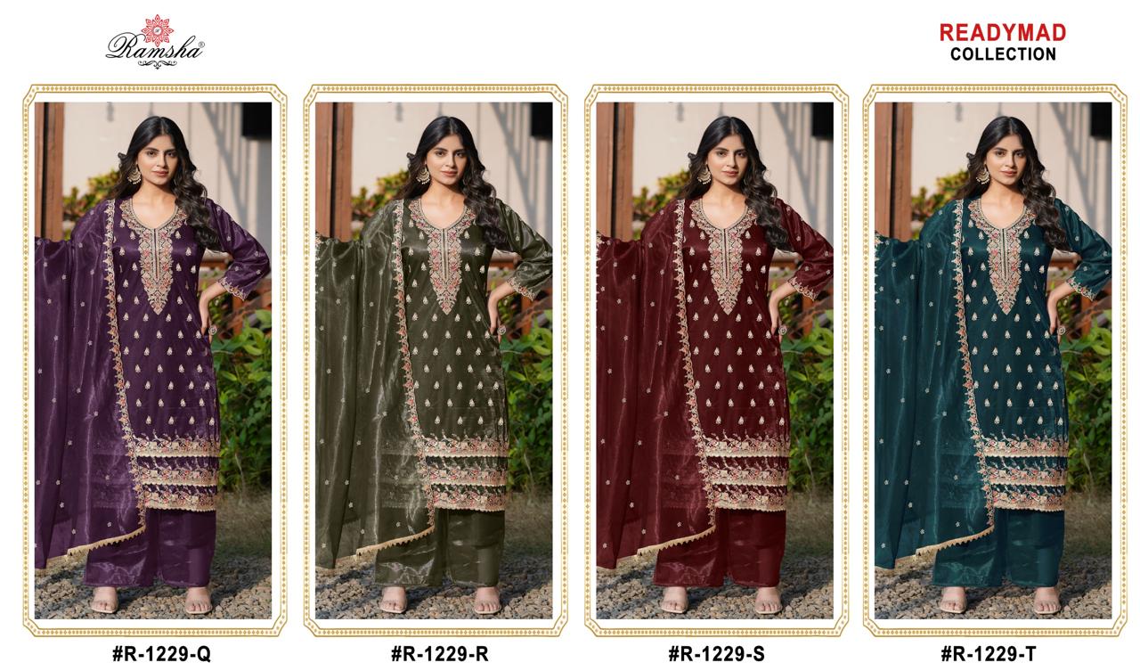 R 1229 Nx By Ramsha Simmer Embroidery Pakistani Readymade Suits Online Wholesale